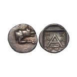 Ancient Greek: Argolis, Argos AR Triobol/Hemidrachm, forepart of wolf r. / large A with magistrate's