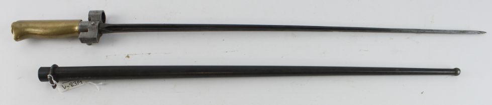 French M1886/93/16 Lebel bayonet in its blued, steel scabbard