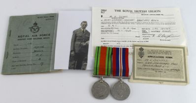 RAF airman service and release book with Defence and War medals photo etc., to 1375356 Lac M E