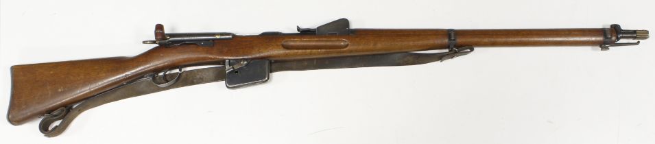 Swiss 7.5 x 53.5mm Schmidt Ruben Model 1889 Service Rifle, early 20th Century straight-pull bolt-