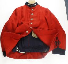 Victorian volunteer artilleryman’s service jacket with Victorian buttons, RA collar badges,