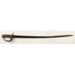 Naval Offivers 1827 Pattern Sword, plain unmarked blade 28.5", lions head pommel, folding inner
