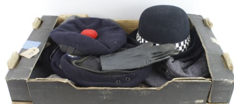 Box lot of hats and miscellaneous items. (Buyer collects)