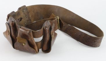 WW1 five pouch brown leather bandolier undated.