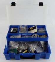 Blue case of various military badges, buttons, etc (Qty)