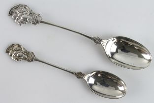 Artists Rifles (28th London Regt.) 2x silver spoons, different sizes, hallmarked Sheffield 1910