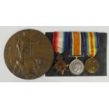 1915 Star Trio + Death Plaque for 71986 Gnr Wilfred Gordon Oates "D" Bty 112th Bde RFA. Died of