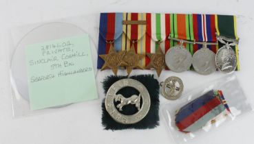 Group - 1939-45 Star, Africa Star + 8th Army clasp, Italy Star, Defence & War Medal, Efficency Medal