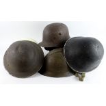 Relic WW1 & WW2 helmets, various, plus a post war Red Cross helmet (6) Buyer collects
