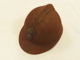 WW1 French Mle 1915 Adrian Helmet Badged to the Infantry. No Liner.
