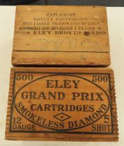 Eley Grand Prix rare pair of Wooden Cartridge Transportation Crates for 500 Cartridges, mid-20th