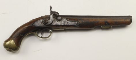 Percussion Pistol converted from Flintlock to drum and nipple. A service (sea service?) pistol