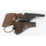 Revolver Holsters, being 1) British World War I officer’s private purchase for a Webley; 2) a