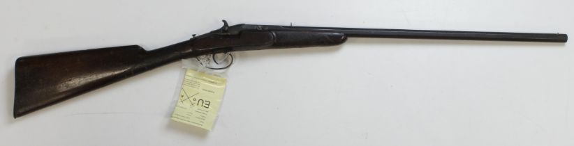 Flobert 9mm rimfire sporting gun, barrel 23", trapdoor action, circa 1880-1890. Attractive wall