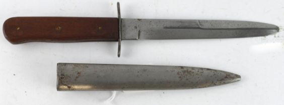 German WW2 3rd Reich pattern Boot Knife in its steel scabbard, scabbard cleaned bright, no markings,