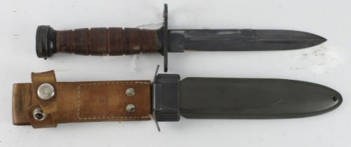 Japanese manufactured US M1 Carbine bayonet in its plastic scabbard, unmarked, VGC