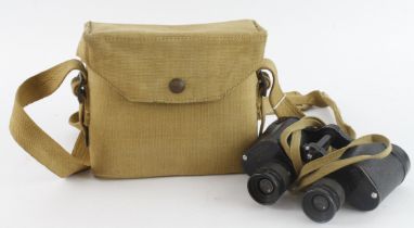 WW2 pair of 1943 dated Taylor and Hobson x6 pair of binoculars in their 1940 dated webbing case with