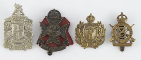 Badges including Prince of Wales Horse, 3rd London Yeomanry, KRRC the Rangers, King Edwards Horse.