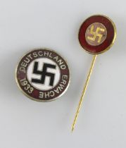 German 3rd Reich Germany awake 1933 pin badge & enamelled label pin.