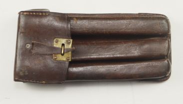 German 3rd Reich large leather ammo pouch for 3x magazines, reverse maker marked 'Otto Sindel Berlin