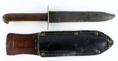 Chindit Bowie rare Combat Knife, early 1940s, with 7 ¼ in. single-edged, Bowie-style blade, brass