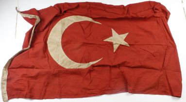 Ottoman Turkish WW1 Flag, 5 foot approx, issue stamped to edge, service wear, no moth.