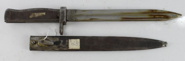 Imperial German Ersatz all steel WW1 bayonet, steel hilt with 3/4 muzzle ring. Single edged blade
