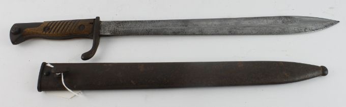 Imperial German M1898-05 "Butcher" Bayonet dated 1917, in its steel scabbard (2nd pattern), maker