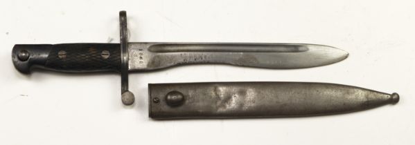 Spanish M-1941 Bayonet for the Mauser Rifle, "Bob" blade, ricasso marked "NF" and "Toledo",