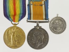 BWM & Victory Medal (233567 Dvr A F Sochon RA) with a silver fob 'Gospel Oak Hampshire Cricket