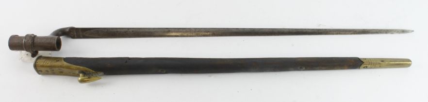 1876 pattern Martini Henry socket bayonet in scabbard.