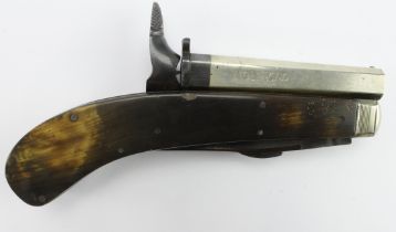 Unwin & Rodgers combination knife / pistol, octagonal barrel 9.5cm, Calibre .28, rimfire, folding