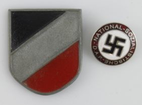 German 3rd Reich NASDP pin badge and Africa corps helmet badge.