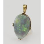 Yellow gold (tests 8ct) vintage opal pendant, pear shaped opal measures 20 x 14mm, total pendant