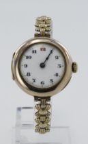 Ladies 9ct cased Rolex manual wind wristwatch, London import marks 1916. The white enamel dial
