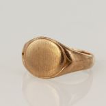 9ct rose gold vintage signet ring, oval table width 11mm, hallmarked Birmingham 1923, finger size