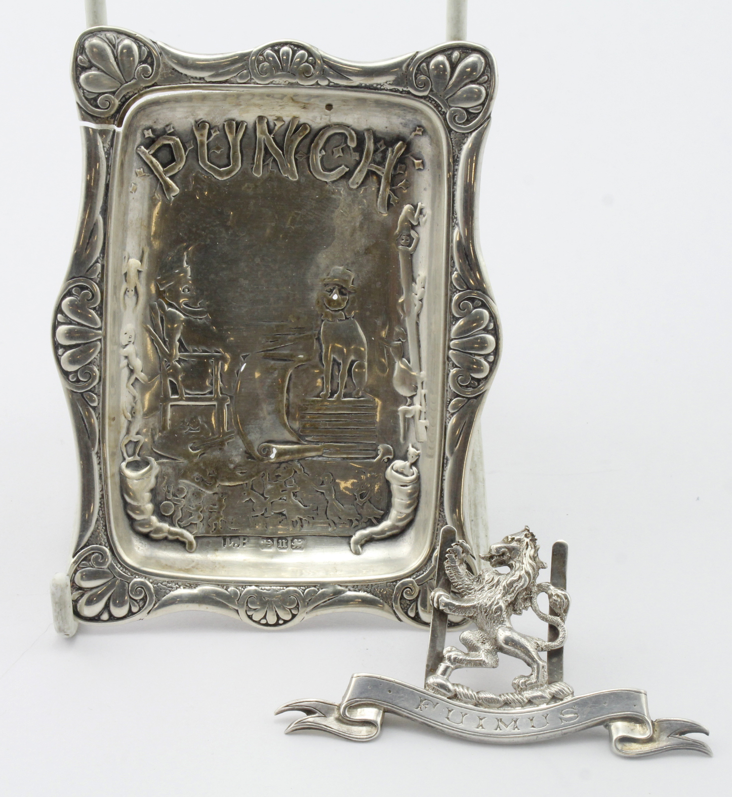 Small Victorian silver "Punch" Trinket tray, shows wear and has some damage in the form of splits at