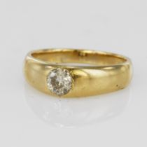 Yellow gold (tests 14ct) diamond solitaire ring, one old European cut approx. 0.48ct, finger size