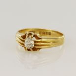 18ct yellow gold diamond solitaire ring, one old cut diamond approx. 0.40ct, finger size R, weight