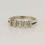 18ct white gold diamond half eternity ring, set with two rows of single cuts TDW approx. 0.19ct,