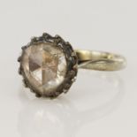 White metal (shank tests 17ct) antique diamond solitaire ring, one Dutch rose-cut diamond,