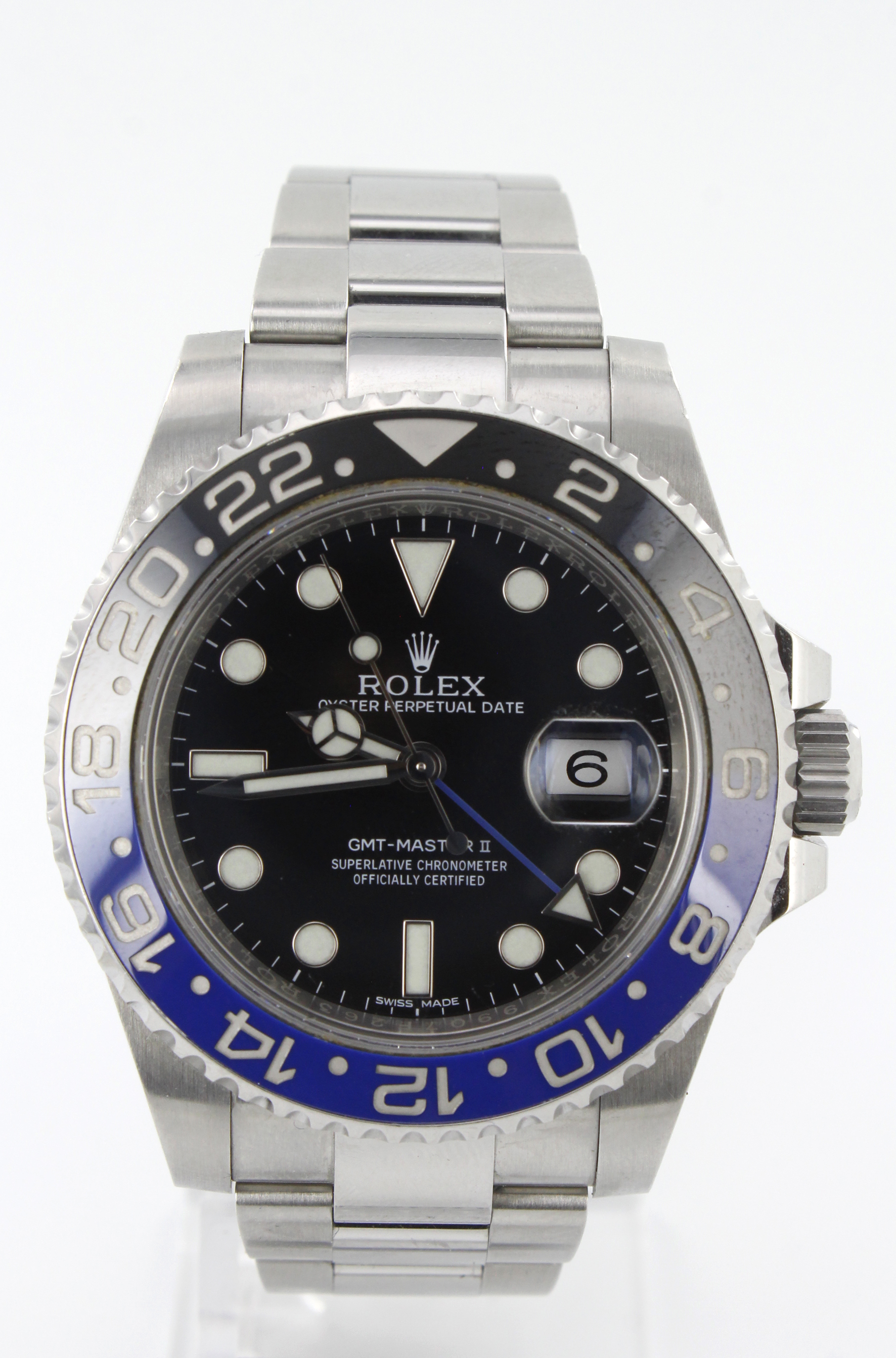 Rolex Oyster Perpetual Date GMT-Master II 'Batman' stainless steel cased gents wristwatch, ref.