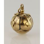 Gold on silver Masonic orb fob ball/cross pendant, weight 10.1g.