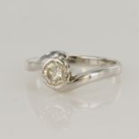 18ct white gold solitaire ring set with round brilliant cut diamond weighing approx. 0.40ct set in a