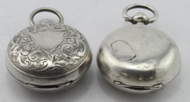 Two single silver sovereign cases (the plain one has a repair) both are hallmarked Birmingham