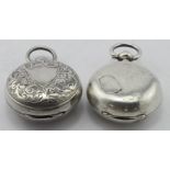 Two single silver sovereign cases (the plain one has a repair) both are hallmarked Birmingham