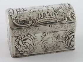 Small Dutch second standard silver casket, prob. early 20thcentury has various Dutch marks on lid