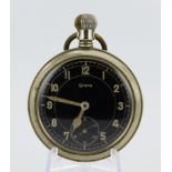 Grana nickel cased pocket watch. The black dial with Arabic numerals, subsidary seconds at 6 o'clock