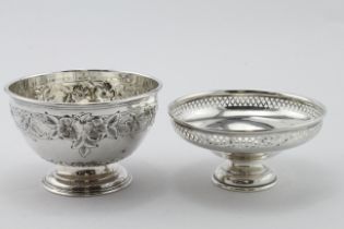 Ornate silver sugar bowl, hallmarked FBS Ltd. Sheffield 1904 & a silver footed Bon-Bon dish