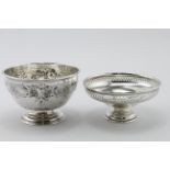 Ornate silver sugar bowl, hallmarked FBS Ltd. Sheffield 1904 & a silver footed Bon-Bon dish